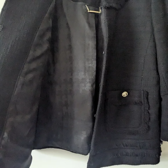 Karl Lagerfield Medium Black Tweed Blazer Jacket - Picture 10 of 16